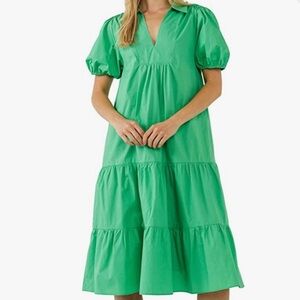 English Factory Women's Poplin Midi Dress Green